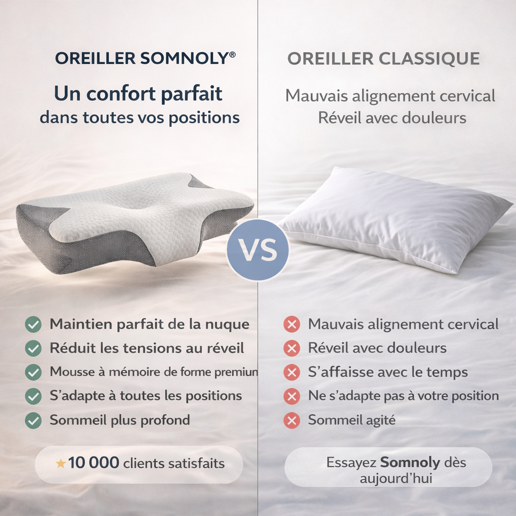 Comparaison Oreiller SOMNOLY VS Oreiller Classique 