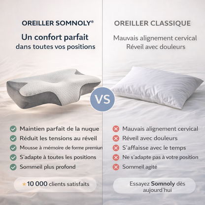 Comparaison Oreiller SOMNOLY VS Oreiller Classique 